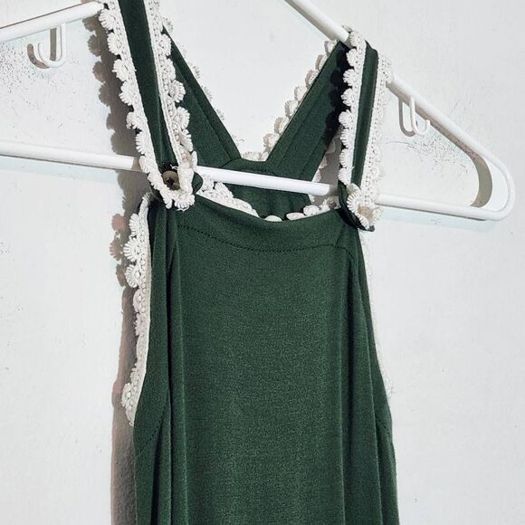 Kate Quinn Girl's Green Knit Overalls with White Crochet Trim Size 5 years - Picture 4 of 9